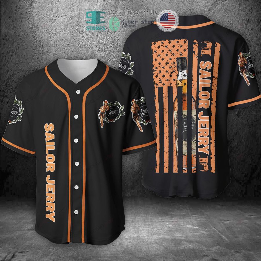 BEST Sailor Jerry United States Flag black orange Baseball Jersey Unisex T-shirt, Sweatshirt, Hoodie, Long Sleeve Tee - T-Shirt, Sweatshirt, Hoodie