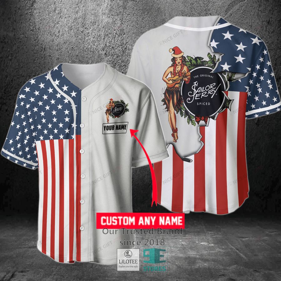 Sailor Jerry Your Name US Flag Baseball Jersey Unisex T-shirt, Sweatshirt, Hoodie, Long Sleeve Tee - T-Shirt, Sweatshirt, Hoodie