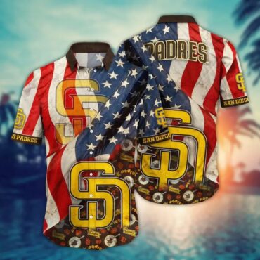 San Diego Padres Patriotic Pride Hawaiian Shirt Unisex T-shirt, Sweatshirt, Hoodie, Long Sleeve Tee - T-Shirt, Sweatshirt, Hoodie