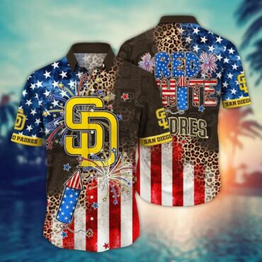 San Diego Padres Red, White & Wild Hawaiian Shirt Unisex T-shirt, Sweatshirt, Hoodie, Long Sleeve Tee - T-Shirt, Sweatshirt, Hoodie