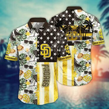 San Diego Padres Stars & Stripes Hawaiian Shirt Unisex T-shirt, Sweatshirt, Hoodie, Long Sleeve Tee - T-Shirt, Sweatshirt, Hoodie