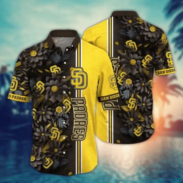 San Diego Padres Sunset Stripes Hawaiian Shirt Unisex T-shirt, Sweatshirt, Hoodie, Long Sleeve Tee - T-Shirt, Sweatshirt, Hoodie