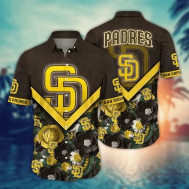 San Diego Padres Tropical Bloom Hawaiian Shirt Unisex T-shirt, Sweatshirt, Hoodie, Long Sleeve Tee - T-Shirt, Sweatshirt, Hoodie