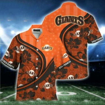 San Francisco Giants Hibiscus Swirl Hawaiian Shirt Unisex T-shirt, Sweatshirt, Hoodie, Long Sleeve Tee - T-Shirt, Sweatshirt, Hoodie