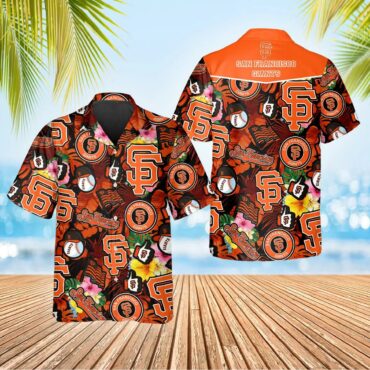 San Francisco Giants Tropical Logo Collage Hawaiian Shirt Unisex T-shirt, Sweatshirt, Hoodie, Long Sleeve Tee - T-Shirt, Sweatshirt, Hoodie