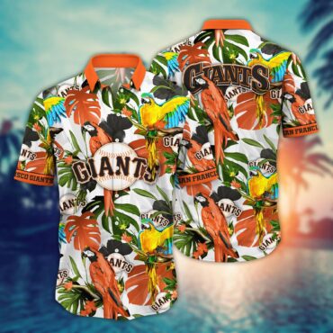 San Francisco Giants Tropical Parrot Hawaiian Shirt Unisex T-shirt, Sweatshirt, Hoodie, Long Sleeve Tee - T-Shirt, Sweatshirt, Hoodie
