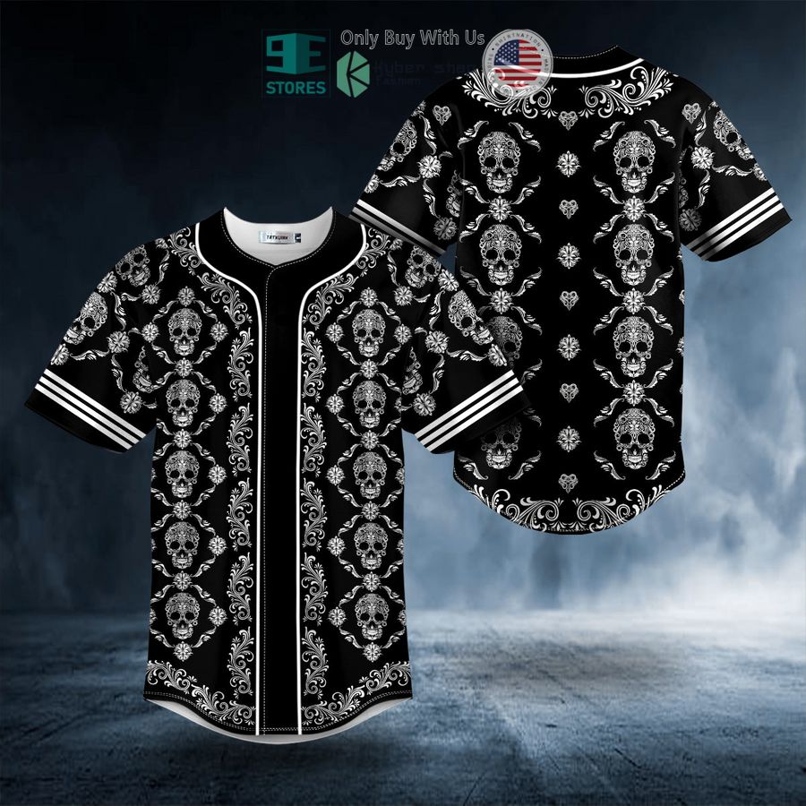 BEST Seamless Pattern Sugar Skull Baseball Jersey Unisex T-shirt, Sweatshirt, Hoodie, Long Sleeve Tee - T-Shirt, Sweatshirt, Hoodie