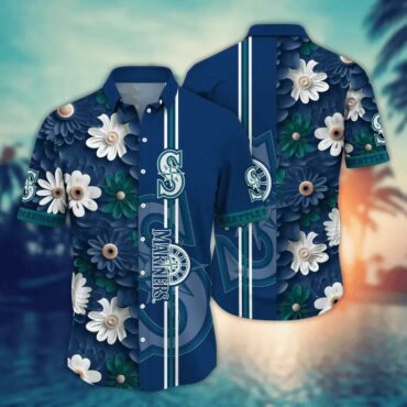 Seattle Mariners Palms & Waves Hawaiian Shirt Unisex T-shirt, Sweatshirt, Hoodie, Long Sleeve Tee - T-Shirt, Sweatshirt, Hoodie