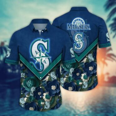 Seattle Mariners Sunset Palms Hawaiian Shirt Unisex T-shirt, Sweatshirt, Hoodie, Long Sleeve Tee - T-Shirt, Sweatshirt, Hoodie