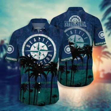 Seattle Mariners Sunset Shore Hawaiian Shirt Unisex T-shirt, Sweatshirt, Hoodie, Long Sleeve Tee - T-Shirt, Sweatshirt, Hoodie
