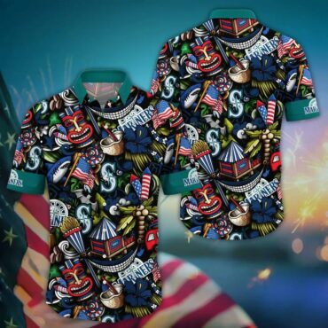 Seattle Mariners Tropical Splash Hawaiian Shirt Unisex T-shirt, Sweatshirt, Hoodie, Long Sleeve Tee - T-Shirt, Sweatshirt, Hoodie