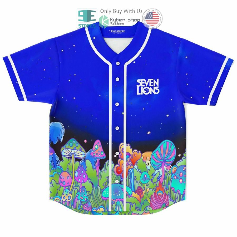 BEST Seven lions Mushroom blue Baseball Jersey Unisex T-shirt, Sweatshirt, Hoodie, Long Sleeve Tee - T-Shirt, Sweatshirt, Hoodie
