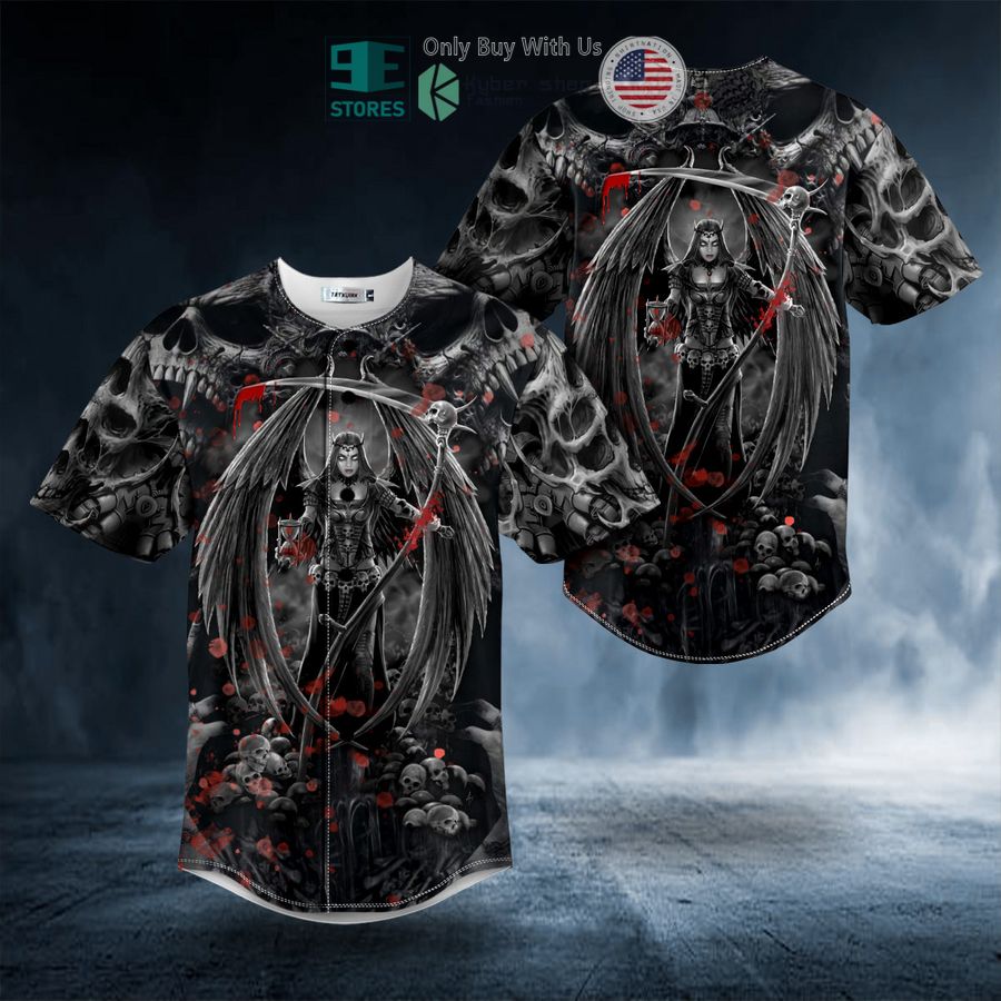BEST Sexy Angel Of Death Skull Baseball Jersey Unisex T-shirt, Sweatshirt, Hoodie, Long Sleeve Tee - T-Shirt, Sweatshirt, Hoodie