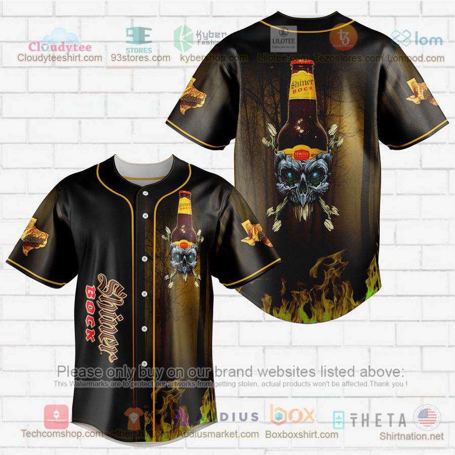 HOT Shiner Bock skull head Baseball Jersey Shirt Unisex T-shirt, Sweatshirt, Hoodie, Long Sleeve Tee - T-Shirt, Sweatshirt, Hoodie