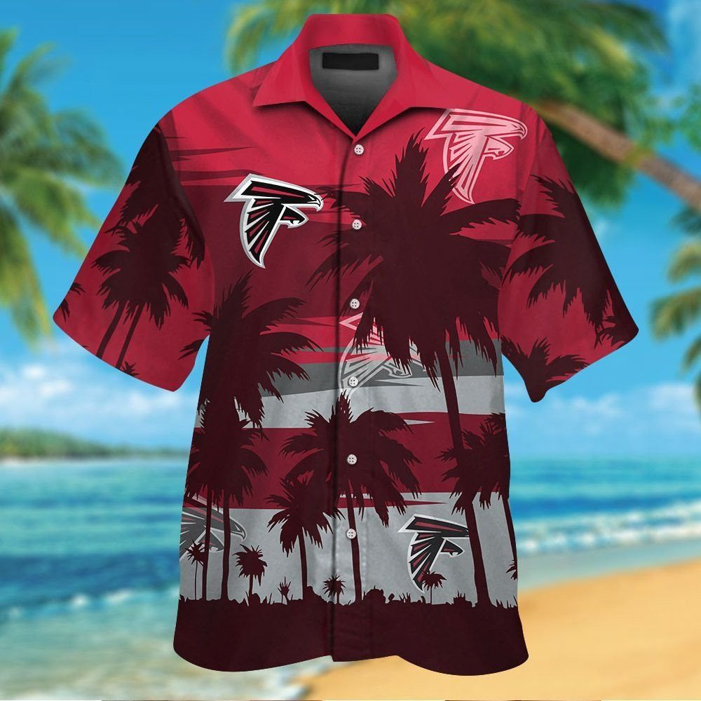 Short Sleeve Atlanta Falcons Hawaiian Shirt Button Up Tropical Unisex T-shirt, Sweatshirt, Hoodie, Long Sleeve Tee - T-Shirt, Sweatshirt, Hoodie