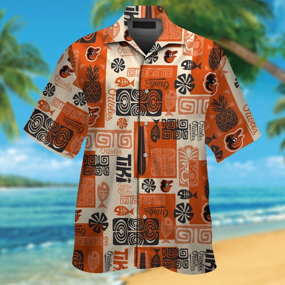 Short Sleeve Baltimore Orioles Hawaiian Shirt Button Up Tropical Unisex T-shirt, Sweatshirt, Hoodie, Long Sleeve Tee - T-Shirt, Sweatshirt, Hoodie