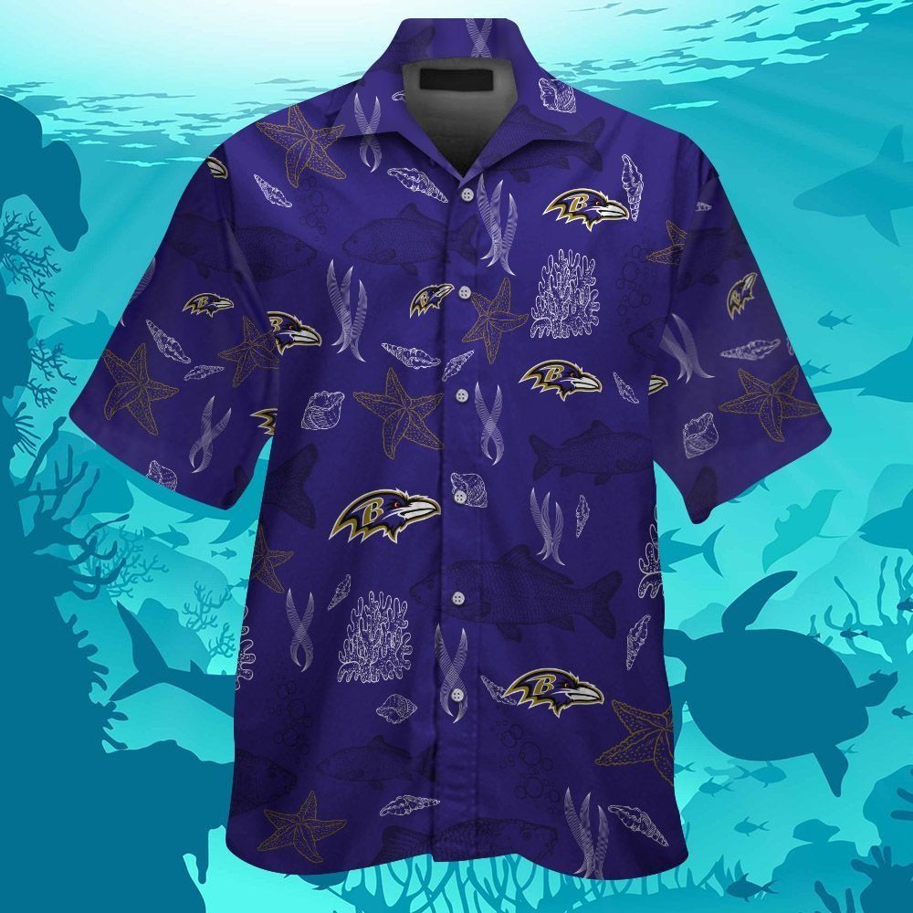 Short Sleeve Baltimore Ravens Hawaiian Shirt Button Tropical Unisex T-shirt, Sweatshirt, Hoodie, Long Sleeve Tee - T-Shirt, Sweatshirt, Hoodie