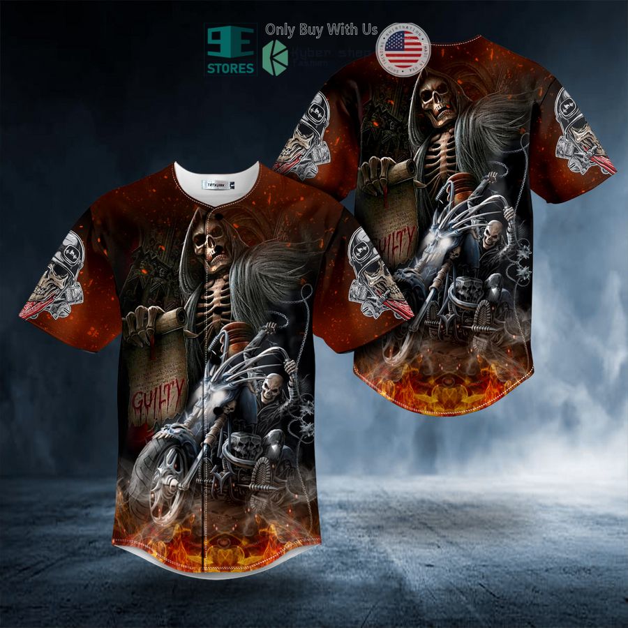 BEST Skeleton Firer Biker Guilty Skull Baseball Jersey Unisex T-shirt, Sweatshirt, Hoodie, Long Sleeve Tee - T-Shirt, Sweatshirt, Hoodie