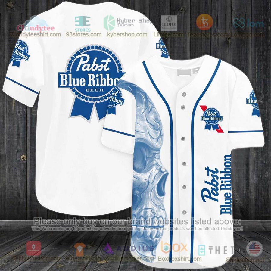 HOT Skull Pabst Blue Ribbon Beer Baseball Jersey Shirt Unisex T-shirt, Sweatshirt, Hoodie, Long Sleeve Tee - T-Shirt, Sweatshirt, Hoodie