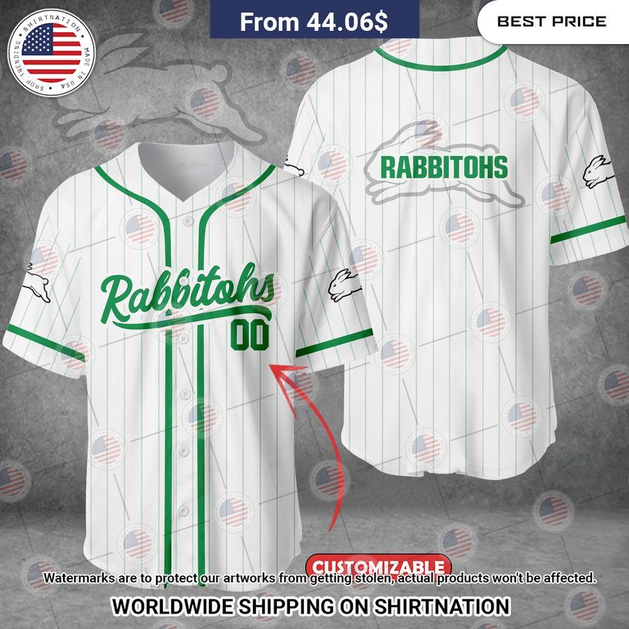 South Sydney Rabbitohs Custom Baseball Jersey Unisex T-shirt, Sweatshirt, Hoodie, Long Sleeve Tee - T-Shirt, Sweatshirt, Hoodie