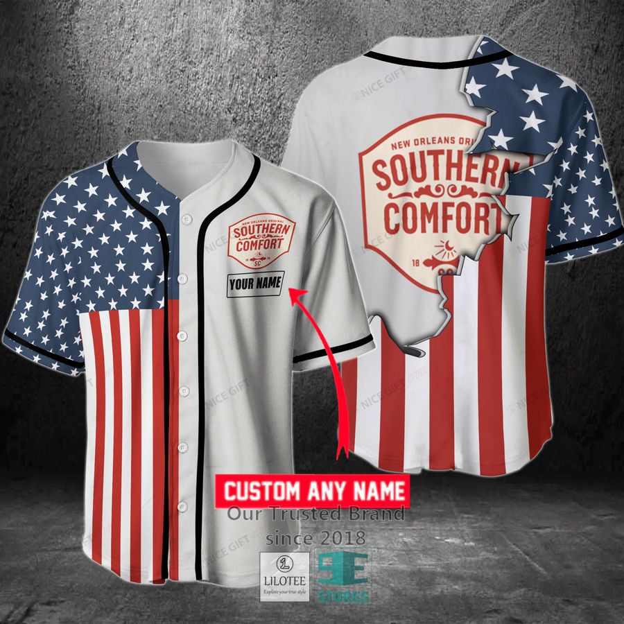 Southern Comfort Your Name US Flag Baseball Jersey Unisex T-shirt, Sweatshirt, Hoodie, Long Sleeve Tee - T-Shirt, Sweatshirt, Hoodie