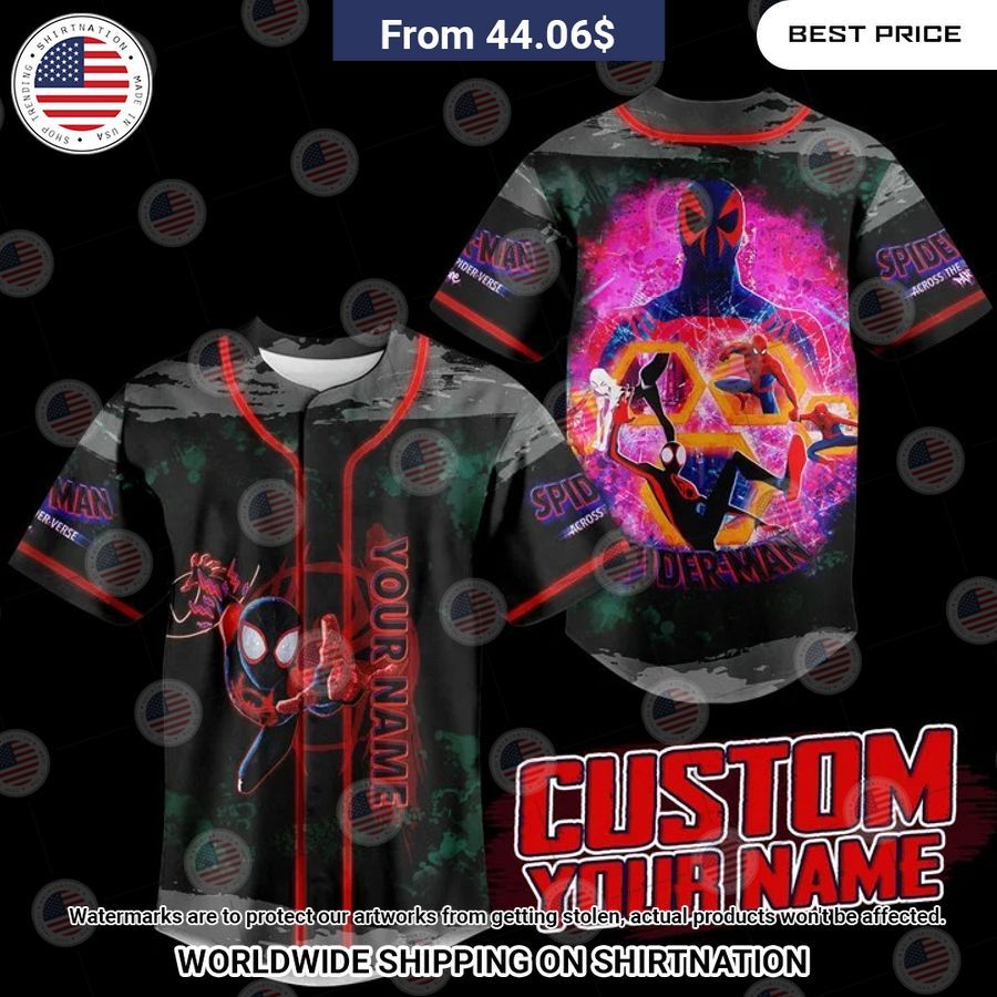 Spiderman Across the spider verse Custom name Baseball Jersey Unisex T-shirt, Sweatshirt, Hoodie, Long Sleeve Tee - T-Shirt, Sweatshirt, Hoodie