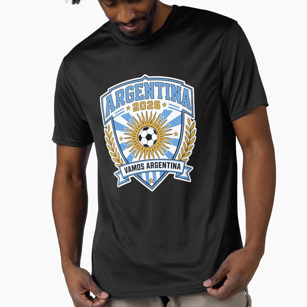 Argentina 2026 Sun Football Crest by RedCircleArt Unisex T-shirt, Sweatshirt, Hoodie, Long Sleeve Tee - T-Shirt, Sweatshirt, Hoodie