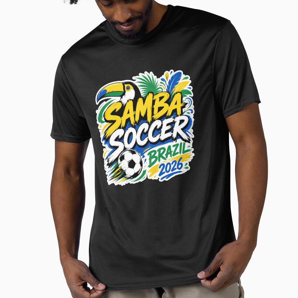 Brazil 2026 Samba Soccer Design by RedCircleArt Unisex T-shirt, Sweatshirt, Hoodie, Long Sleeve Tee - T-Shirt, Sweatshirt, Hoodie