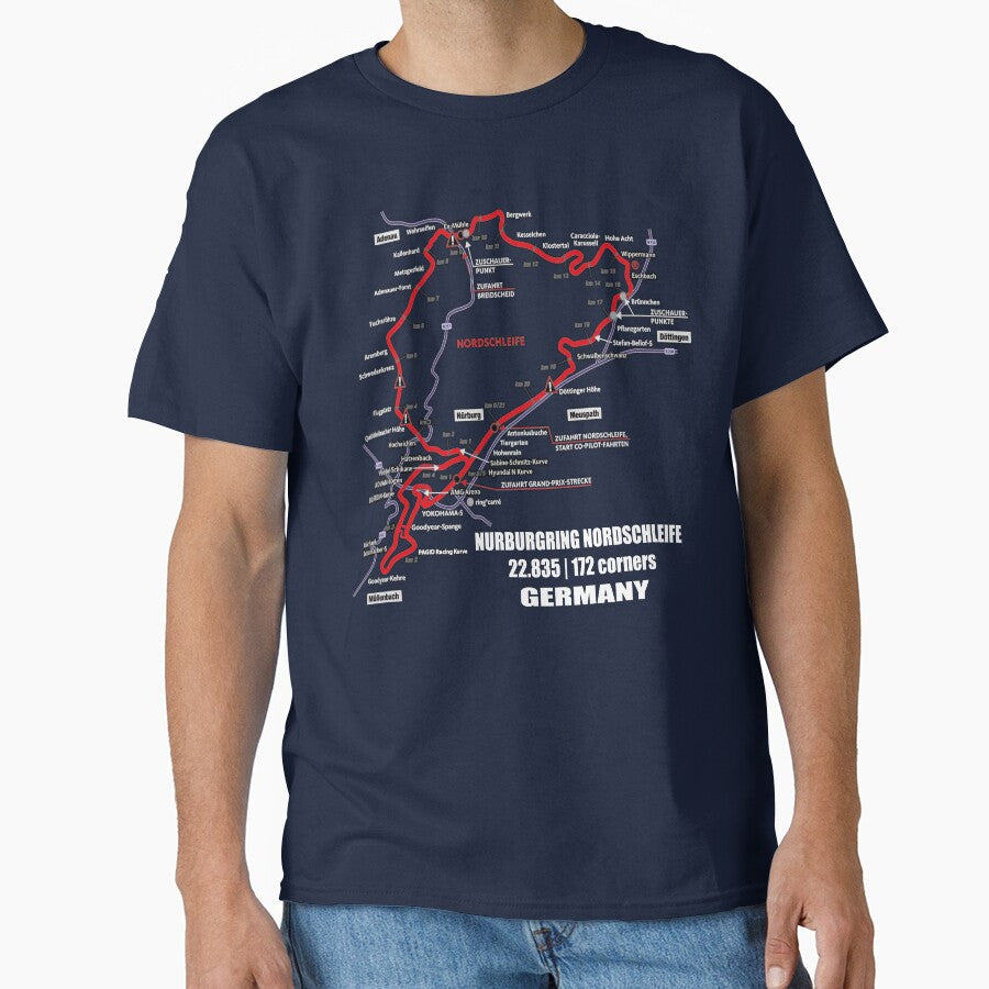 Nrburgring Nordschleife - Germany Track Map Photographic WHITE Print funny Gifts by RyanTee-Awesome - T-Shirt, Sweatshirt, Hoodie