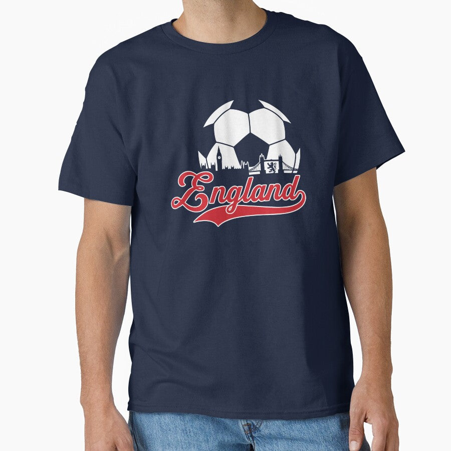 Retro England Football Skyline Soccer Fan Graphic by Imaginationbeyond Unisex T-shirt, Sweatshirt, Hoodie, Long Sleeve Tee - T-Shirt, Sweatshirt, Hoodie