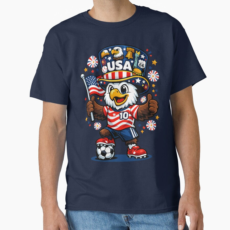 USA Eagle soccer mascot football | Patriotic American 250 years 1776-2026 fan gift by Youngkev-arts - T-Shirt, Sweatshirt, Hoodie