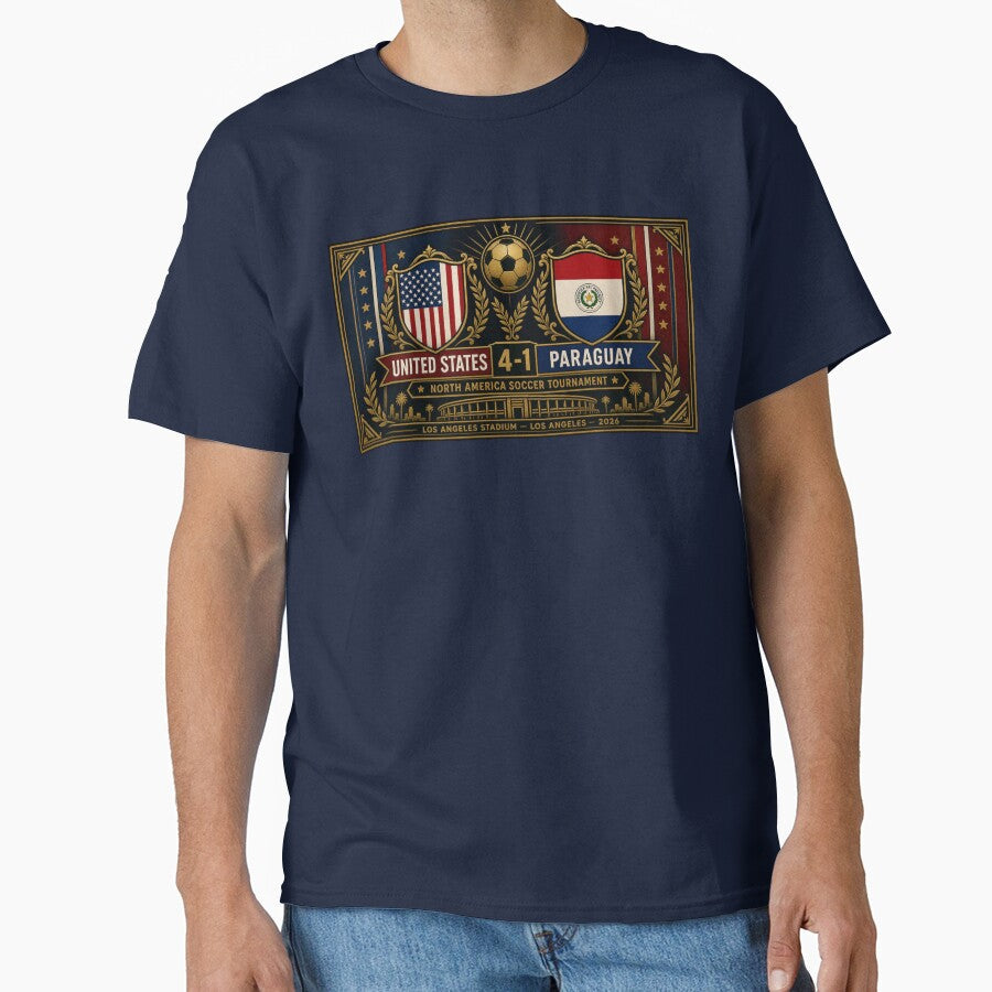 USA Paraguay 4-1 Victory Shield  2026 by BrickByDream Unisex T-shirt, Sweatshirt, Hoodie, Long Sleeve Tee - T-Shirt, Sweatshirt, Hoodie
