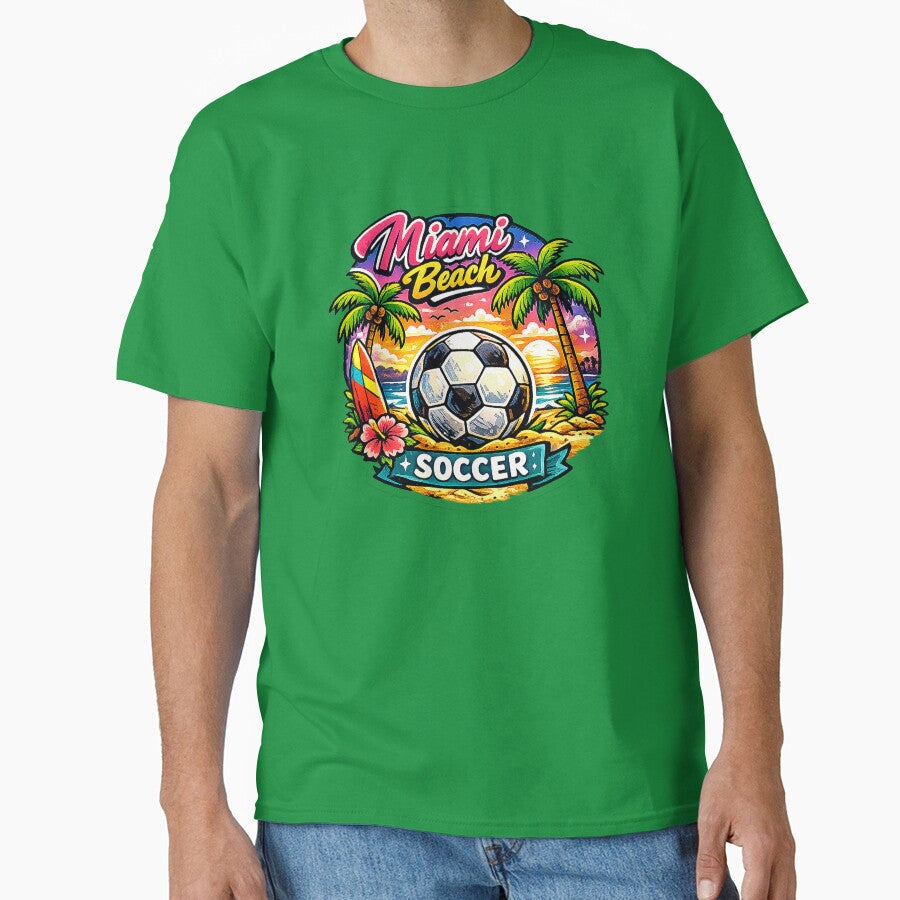 Miami Beach Soccer Travel by Modefissi Unisex T-shirt, Sweatshirt, Hoodie, Long Sleeve Tee - T-Shirt, Sweatshirt, Hoodie