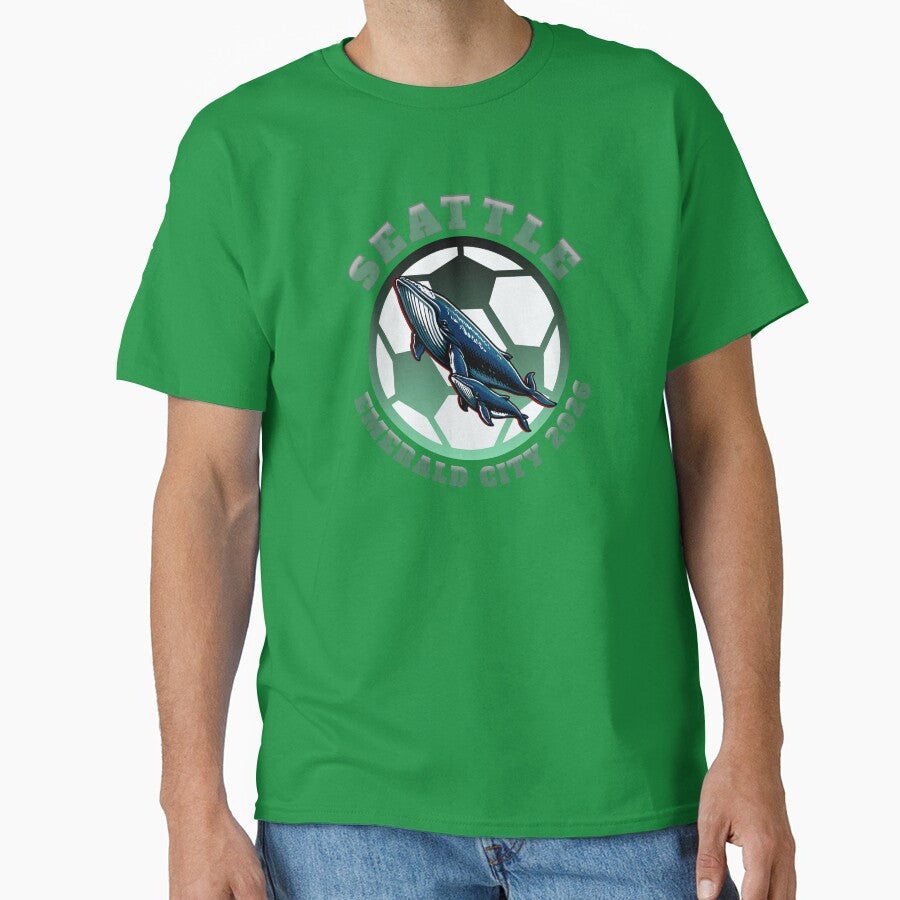 BLUE WHALES FOOTBALL (SOCCER) BALL GRAPHIC ART by MonsoonInkX Unisex T-shirt, Sweatshirt, Hoodie, Long Sleeve Tee - T-Shirt, Sweatshirt, Hoodie