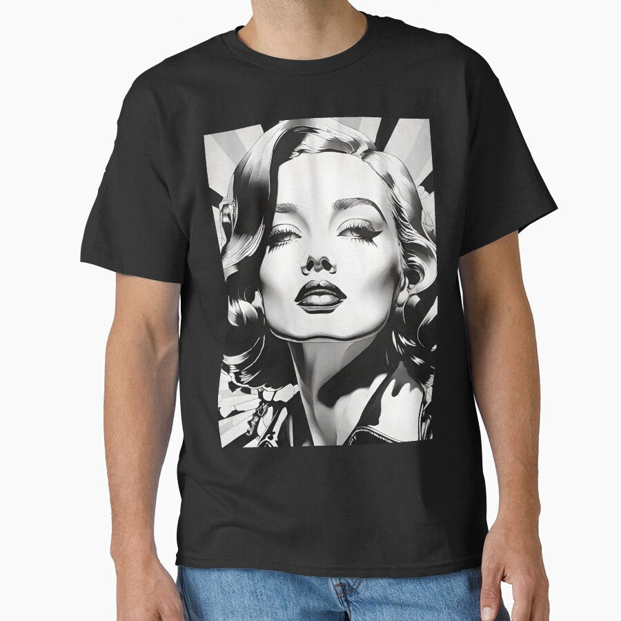 black and white pop art style by aledfychan Unisex T-shirt, Sweatshirt, Hoodie, Long Sleeve Tee - T-Shirt, Sweatshirt, Hoodie