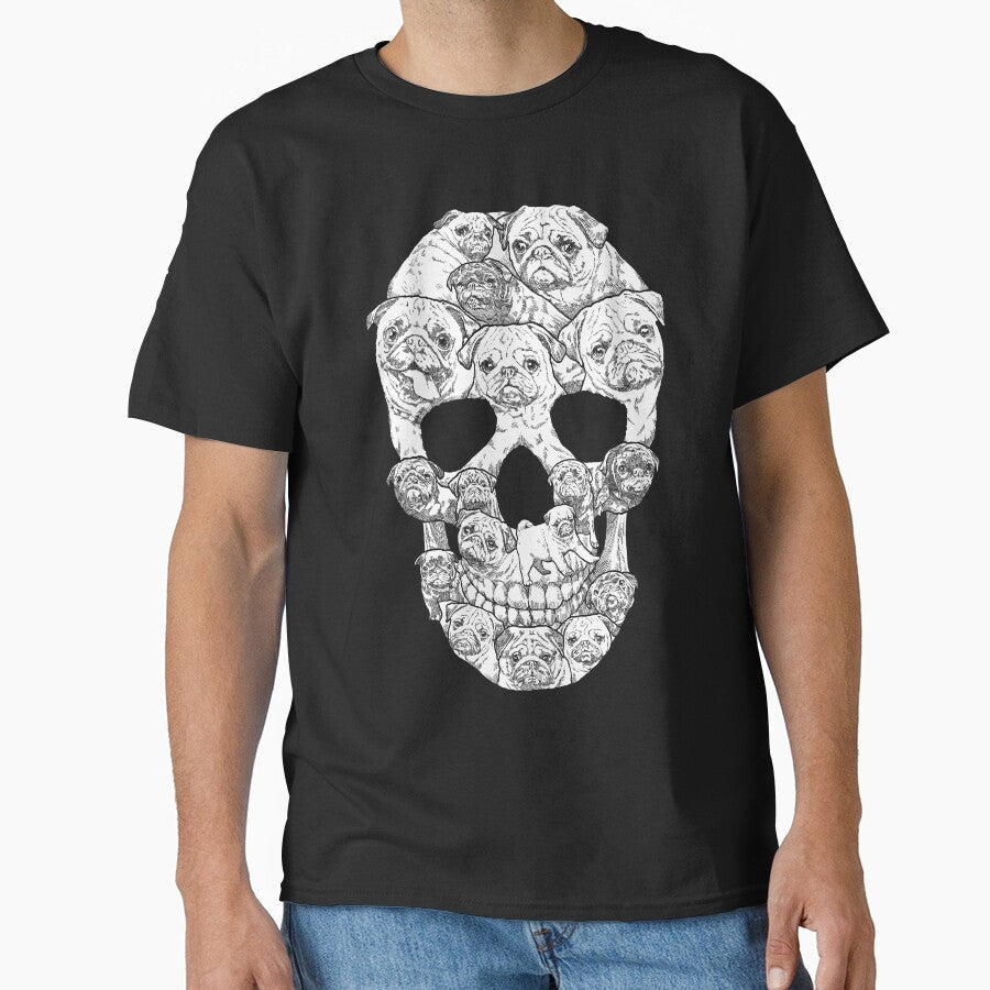 Pug Skull by designbydinny Unisex T-shirt, Sweatshirt, Hoodie, Long Sleeve Tee - T-Shirt, Sweatshirt, Hoodie