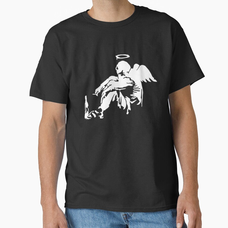 Banksy Fallen Angel by ThatMerchStore Unisex T-shirt, Sweatshirt, Hoodie, Long Sleeve Tee - T-Shirt, Sweatshirt, Hoodie
