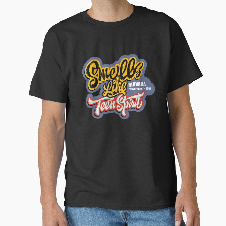 Vibrant 90s Grunge Lettering - Smells Like Teen Spirit Art by Crazy Mary Clothes Unisex T-shirt, Sweatshirt, Hoodie, Long Sleeve Tee - T-Shirt, Sweatshirt, Hoodie