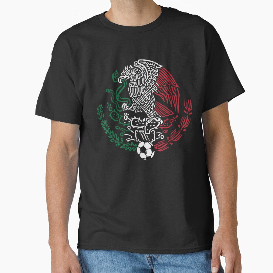 Mexican Flag Eagle And Snake Crest Vintage Distressed Football Soccer Design by YubitaLeLe - T-Shirt, Sweatshirt, Hoodie