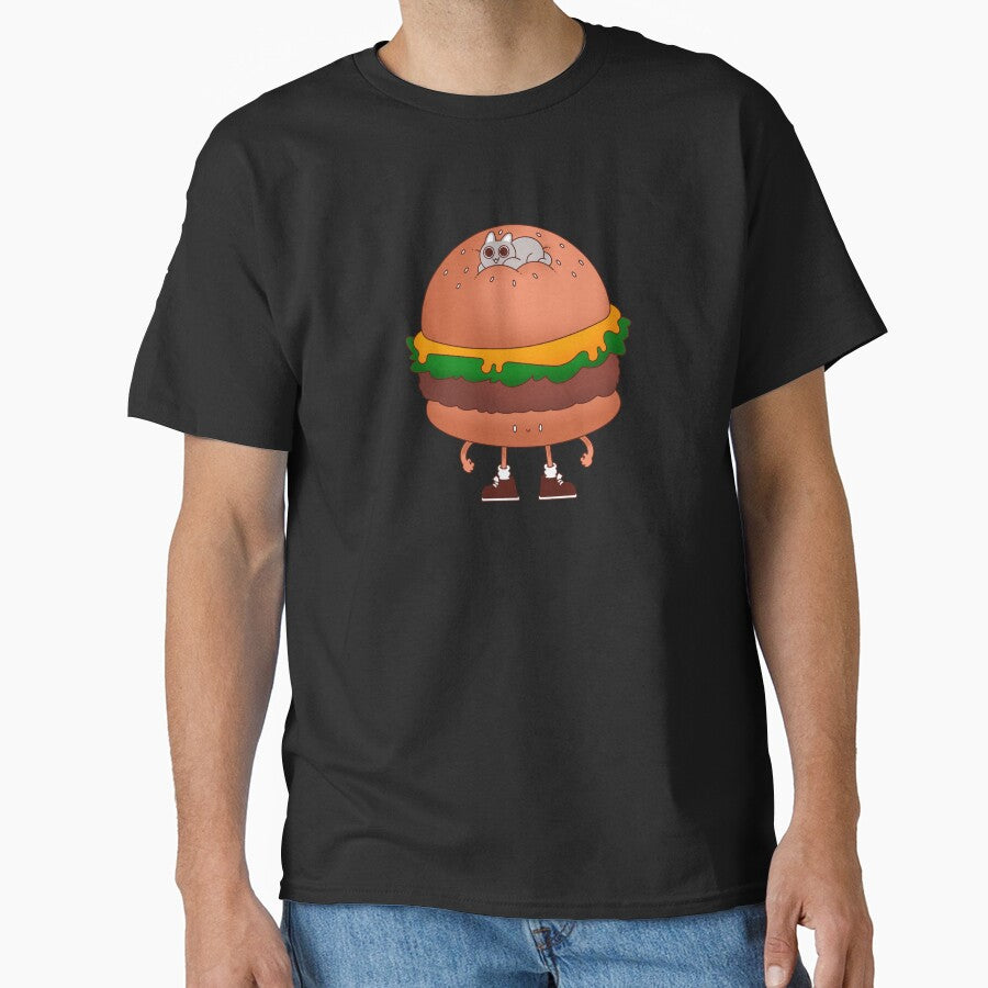 Burger And Cat by Artthree Unisex T-shirt, Sweatshirt, Hoodie, Long Sleeve Tee - T-Shirt, Sweatshirt, Hoodie