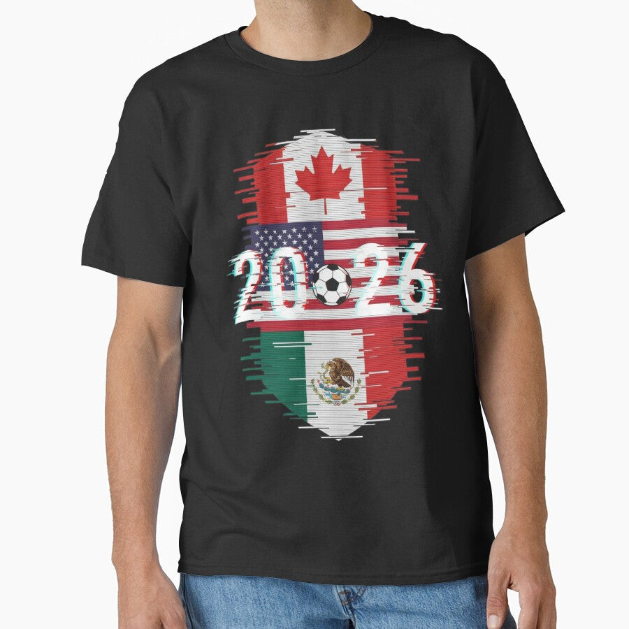 Glitched United 2026 - North America Emblem by ArtsMichalShop Unisex T-shirt, Sweatshirt, Hoodie, Long Sleeve Tee - T-Shirt, Sweatshirt, Hoodie