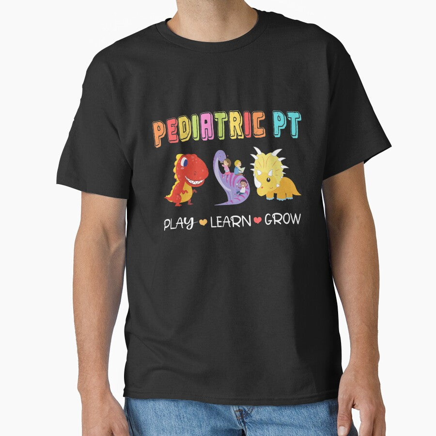 Rainbow Pediatric PT Shirt, Kids Dinosaur Physical Therapist by armstrongartist Unisex T-shirt, Sweatshirt, Hoodie, Long Sleeve Tee - T-Shirt, Sweatshirt, Hoodie