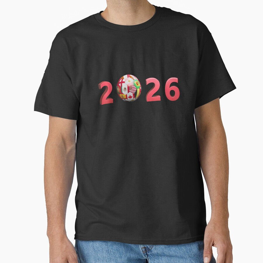 2026 World Cup Global Soccer Year by Khadigadesings Unisex T-shirt, Sweatshirt, Hoodie, Long Sleeve Tee - T-Shirt, Sweatshirt, Hoodie