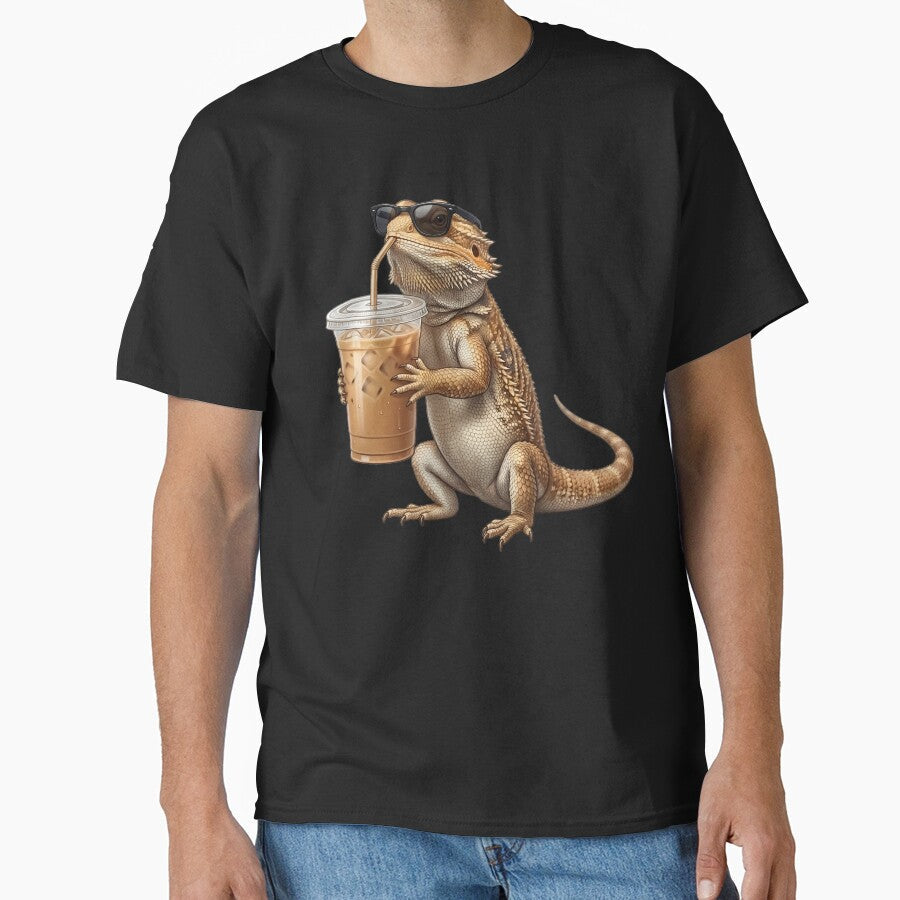 Funny Bearded Dragon Drinking Iced Coffee Meme Bearded Dragon Lover by TerryConnells Unisex T-shirt, Sweatshirt, Hoodie, Long Sleeve Tee - T-Shirt, Sweatshirt, Hoodie