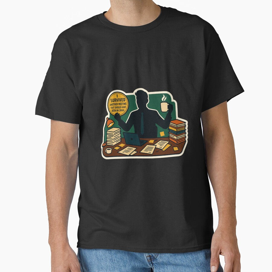I Survived Another Meeting That Should Have Been an Email  Funny Office Worker Art by ArtoryWorks - T-Shirt, Sweatshirt, Hoodie