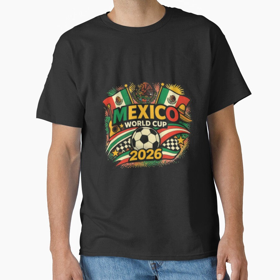 Mexico World Cup 2026 Soccer Illustration  Vintage Mexican Football Fan Design by HBDStudio - T-Shirt, Sweatshirt, Hoodie