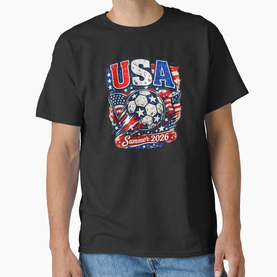 USA Soccer Fan, Summer 2026 Football by TGonlinestore Unisex T-shirt, Sweatshirt, Hoodie, Long Sleeve Tee - T-Shirt, Sweatshirt, Hoodie