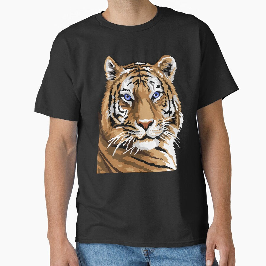 Pixel Tiger Portrait by LilSeashell Unisex T-shirt, Sweatshirt, Hoodie, Long Sleeve Tee - T-Shirt, Sweatshirt, Hoodie