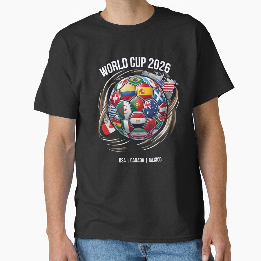 World Cup 2026 Soccer Ball Flags T-Shirt | USA Canada Mexico Host Nations Football Fan Tee by Tee-Aura - T-Shirt, Sweatshirt, Hoodie