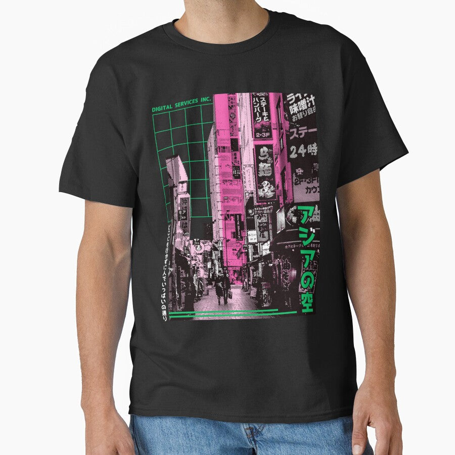 Vaporwave Cyberpunk Japanese Neon City by OWLvision33 Unisex T-shirt, Sweatshirt, Hoodie, Long Sleeve Tee - T-Shirt, Sweatshirt, Hoodie